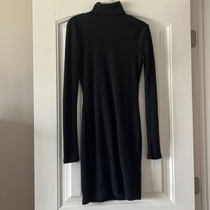 women’s ribbed black turtle neck dress
